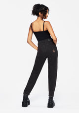 Valeria Floral Moth Embroidered Mom Jeans