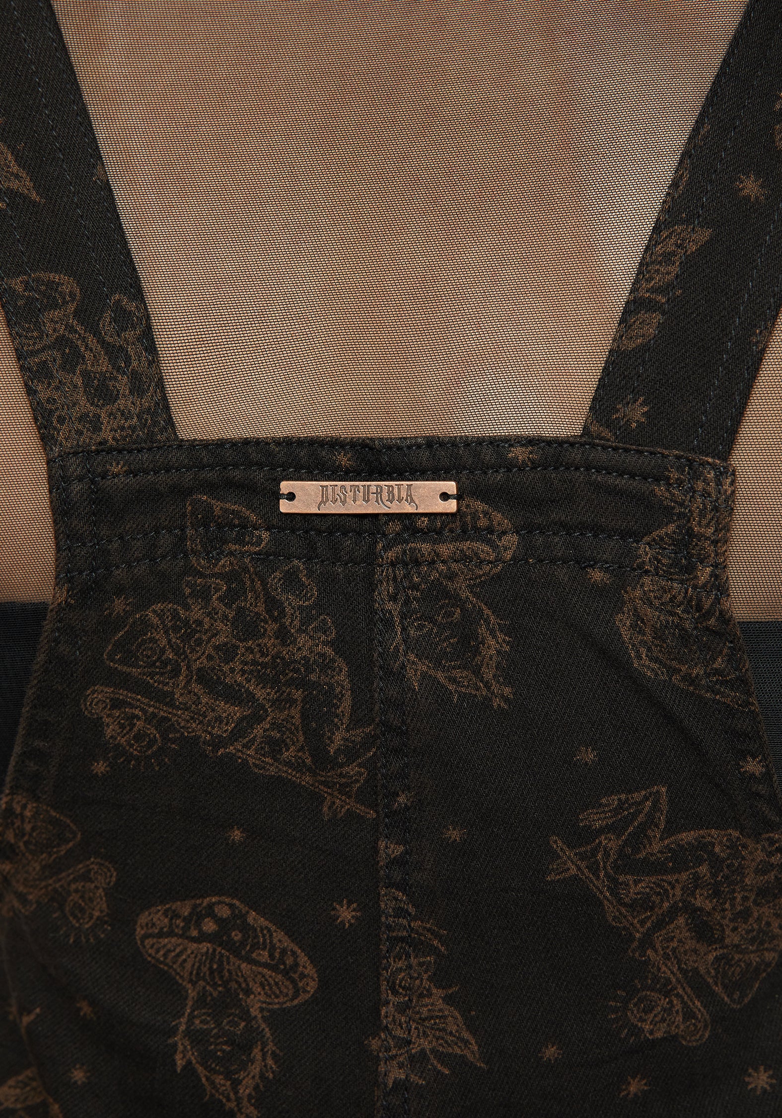Hexborn Baba Yaga Printed Denim Dungarees