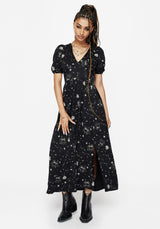 Comet Celestial Printed Puff Sleeve Midaxi Dress
