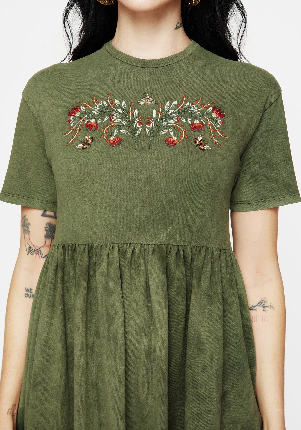 Copia Embroidered Cotton Jersey Skater Dress