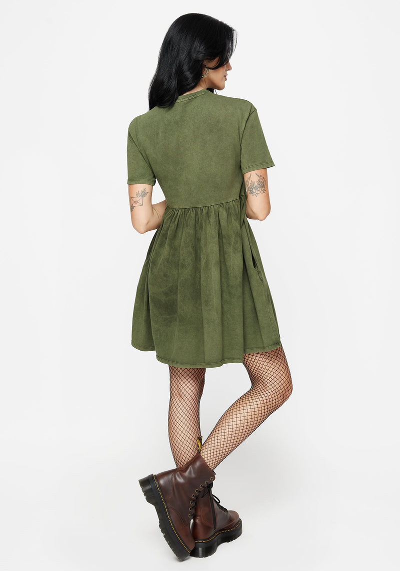 Copia Embroidered Cotton Jersey Skater Dress