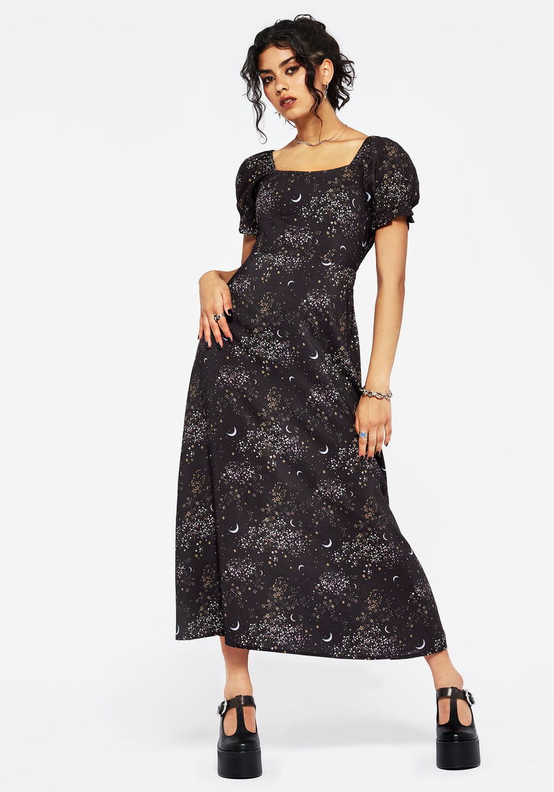 Peaseblossom Celestial Back Cut Out Midi Dress