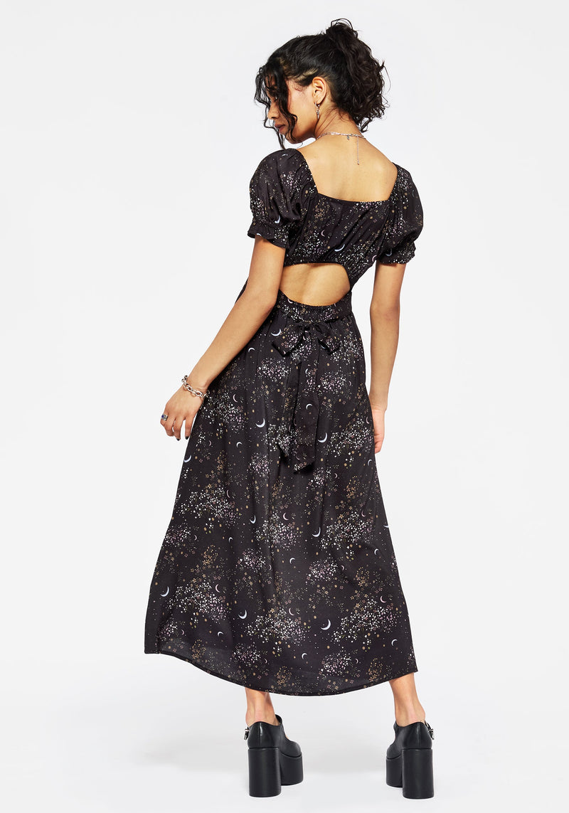 Peaseblossom Celestial Back Cut Out Midi Dress