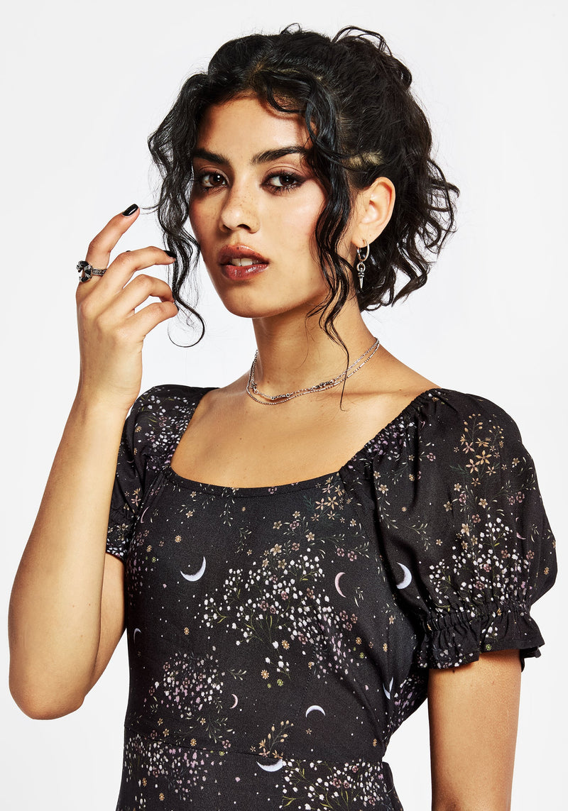 Peaseblossom Celestial Back Cut Out Midi Dress