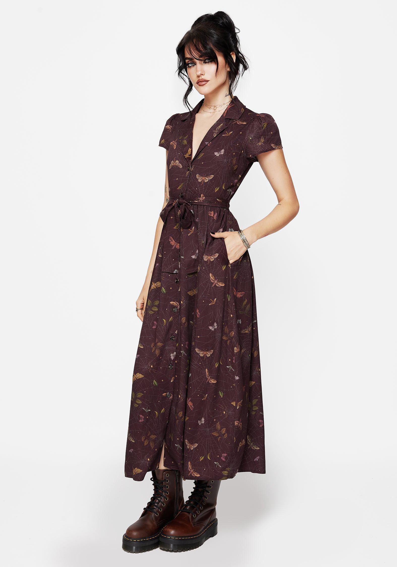 Celia Moth Printed Midaxi Shirt Dress