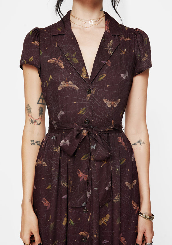 Celia Moth Printed Midaxi Shirt Dress