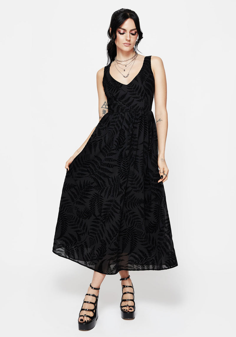 Lunafern Farn Druck Cami Midaxi Kleid