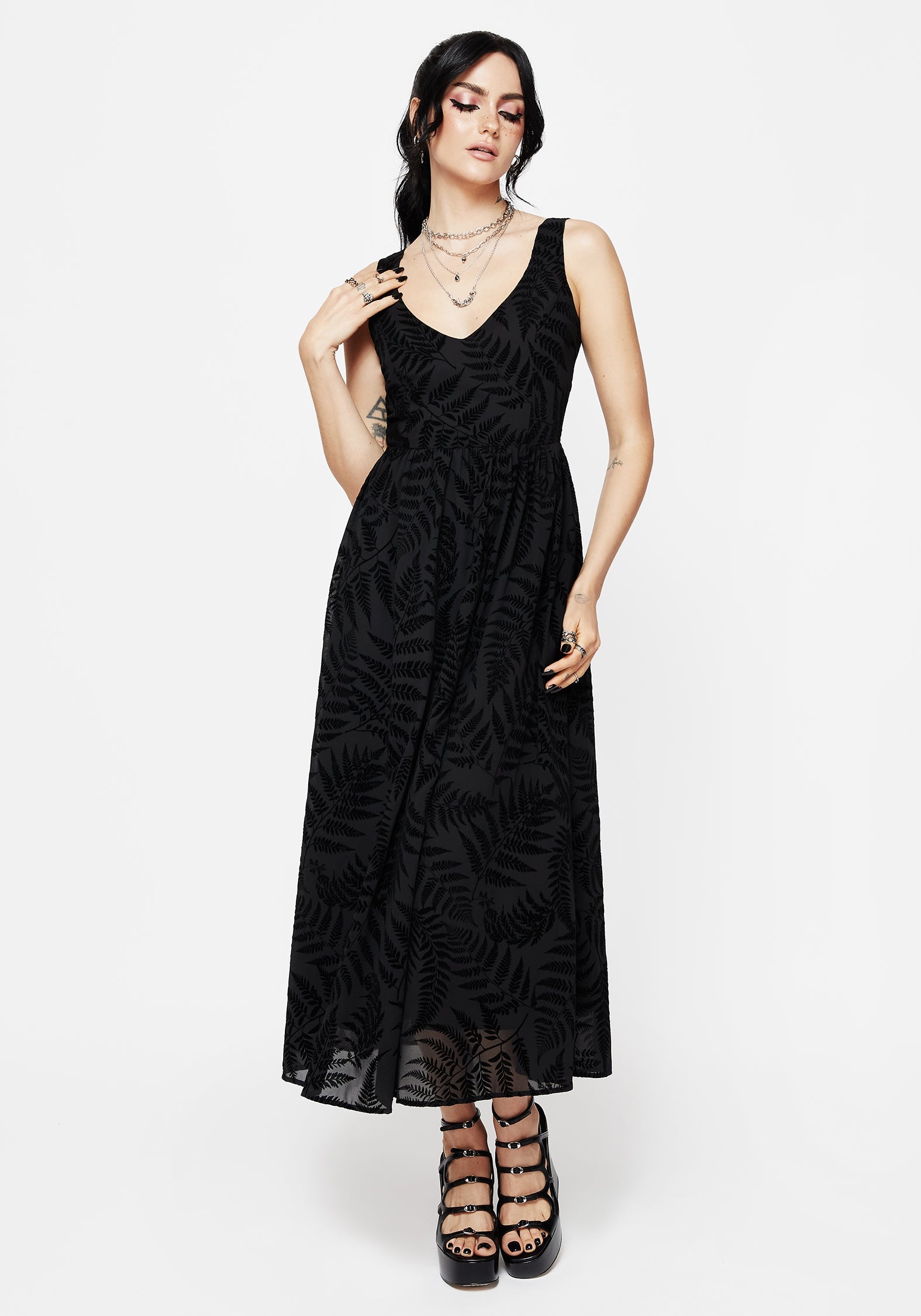 Lunafern Fern Print Cami Midaxi Dress