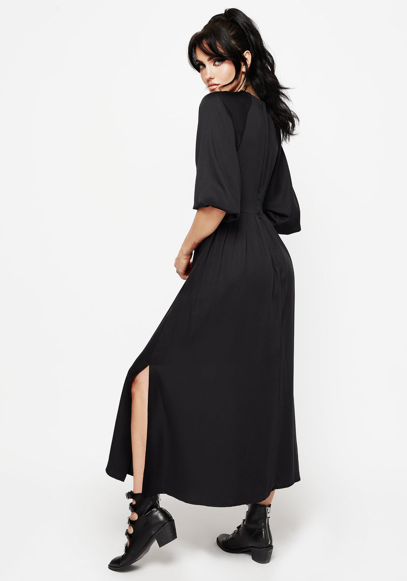 Veil Floral Embroidered Batwing Midaxi Dress