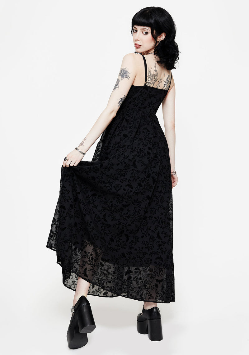 Faustina Flocked Chiffon Maxi Cami Dress