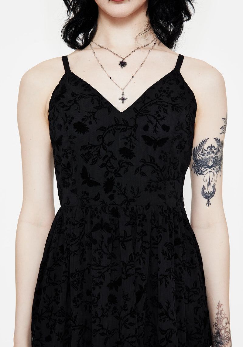 Faustina Flocked Chiffon Maxi Cami Dress