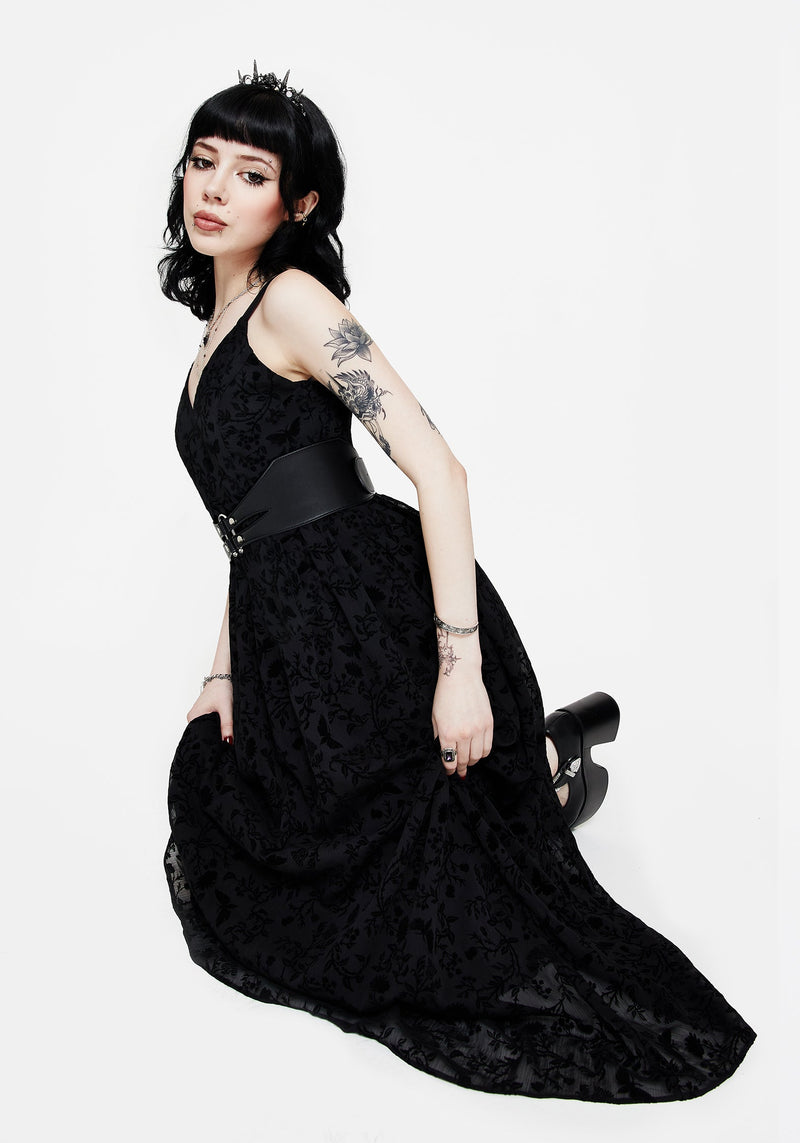 Faustina Flocked Chiffon Maxi Cami Dress