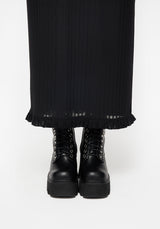 Mourning Ruffle Detail Mesh Short Sleeve Maxi Dress