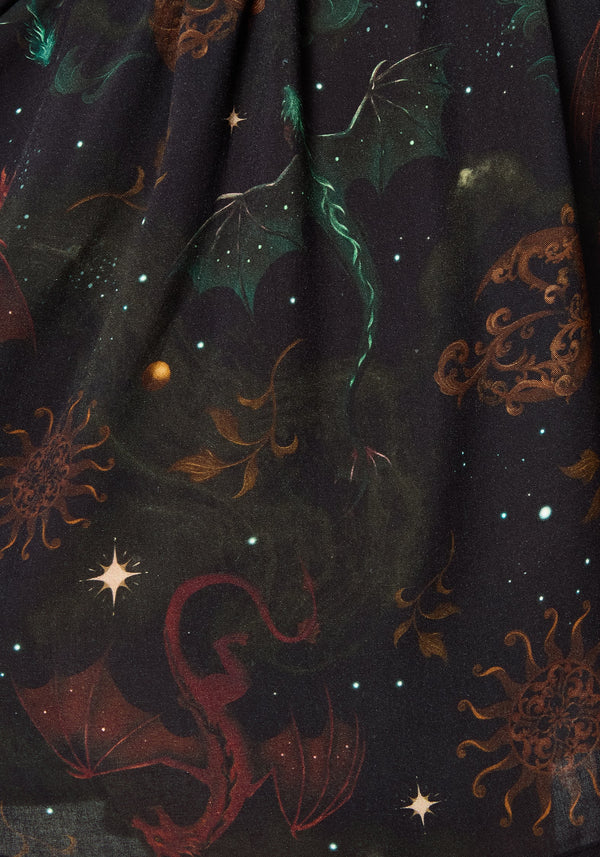 Phoenix Dragon Printed Mini Shirt Dress