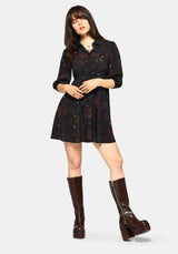 Phoenix Dragon Printed Mini Shirt Dress
