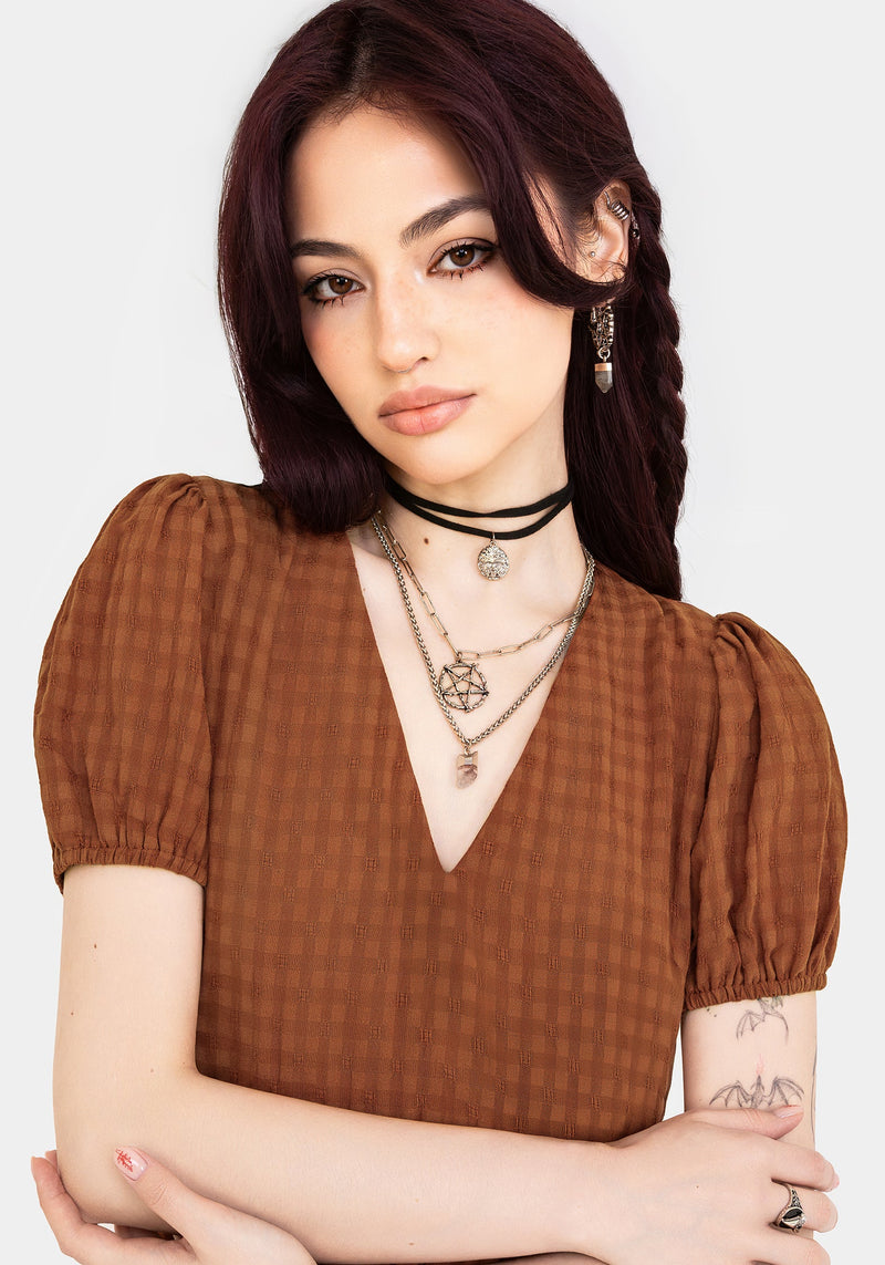 Soleil Cotton-Blend Prüfen Mini Kleid