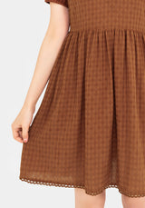 Soleil Cotton-Blend Prüfen Mini Kleid