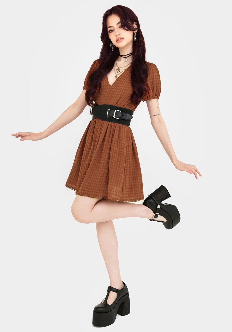 Soleil Cotton-Blend Prüfen Mini Kleid