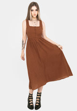 Soleil Cotton-Blend Check Cami Midi Dress