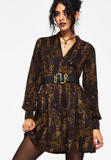 Azazel Snake Printed Belted Mini Dress