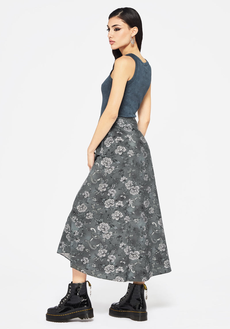 Meadow Floral Serpent Print Midaxi Skirt