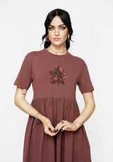 Aster Cotton Pentagram Embroidered Mini Skater Dress