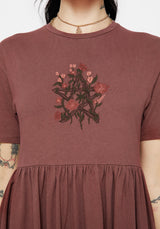 Aster Cotton Pentagram Embroidered Mini Skater Dress