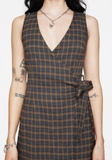 Allure Check Sleeveless Midaxi Wrap Dress