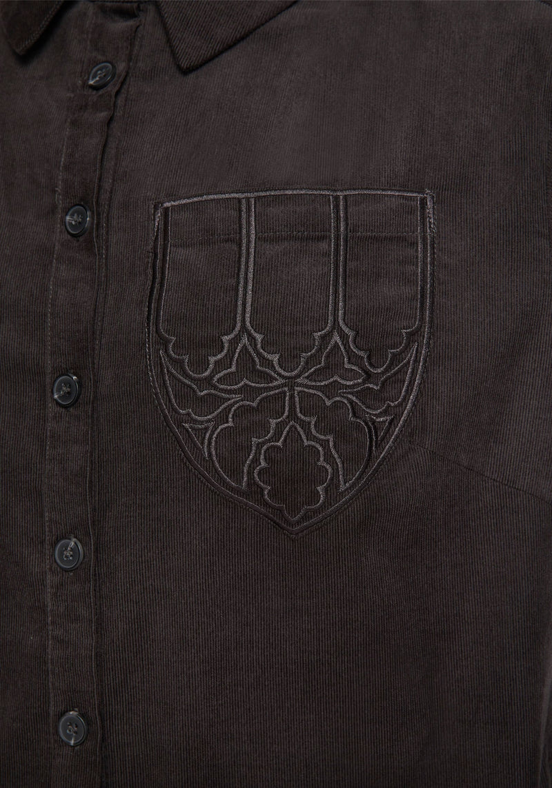 Axis Cotton Pocket Embroidered Mini Shirt Dress