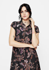 Eloise Floral Butterfly Print Button Up Midi Dress