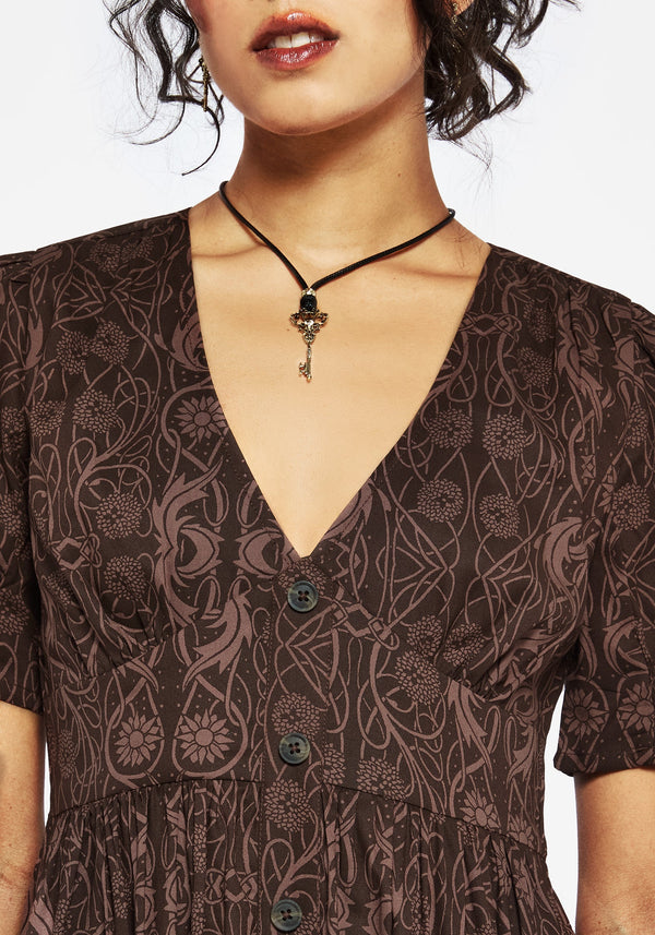 Fianna Midi Dress - Brown