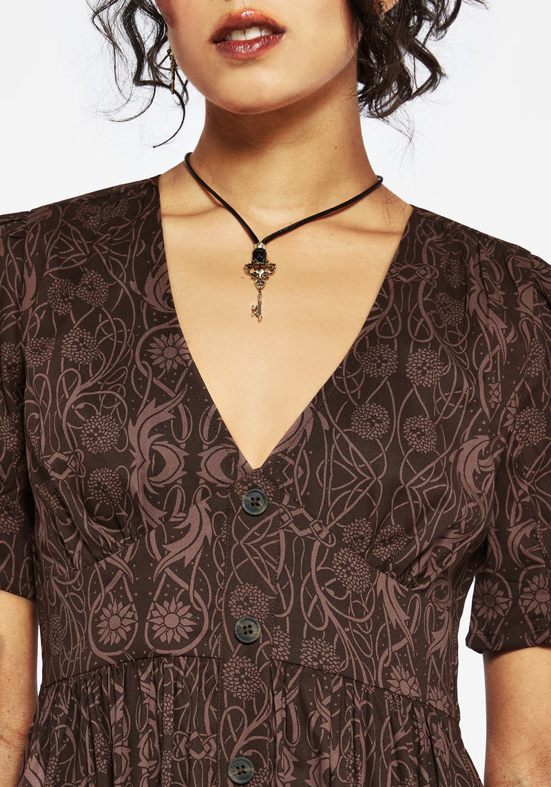 Fianna Midi Dress - Brown