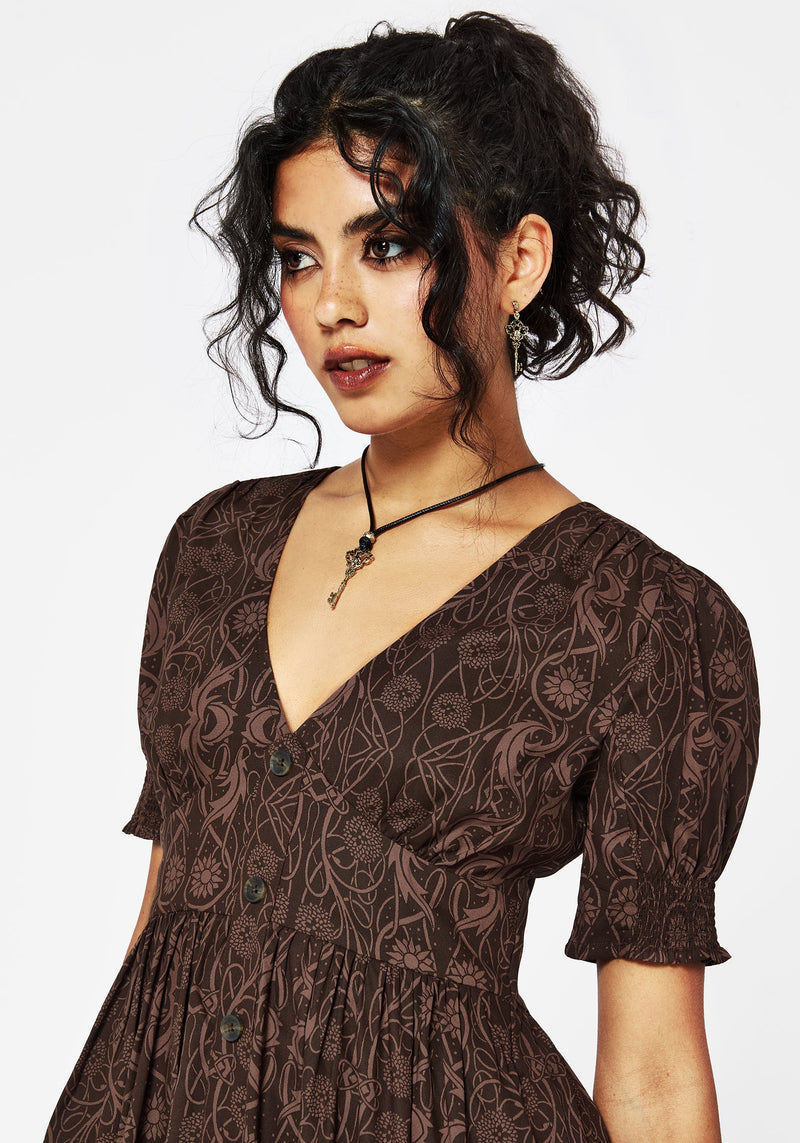 Fianna Midi Dress - Brown
