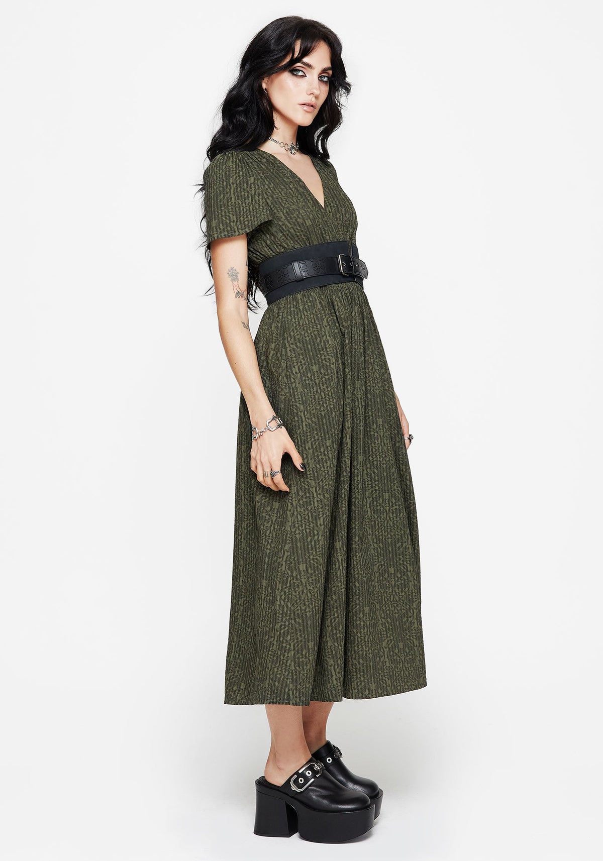 Francesca Dragon Printed Wrap Over Midaxi Dress
