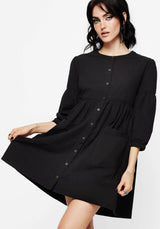 Marigold Cotton Button Up Smock Mini Dress