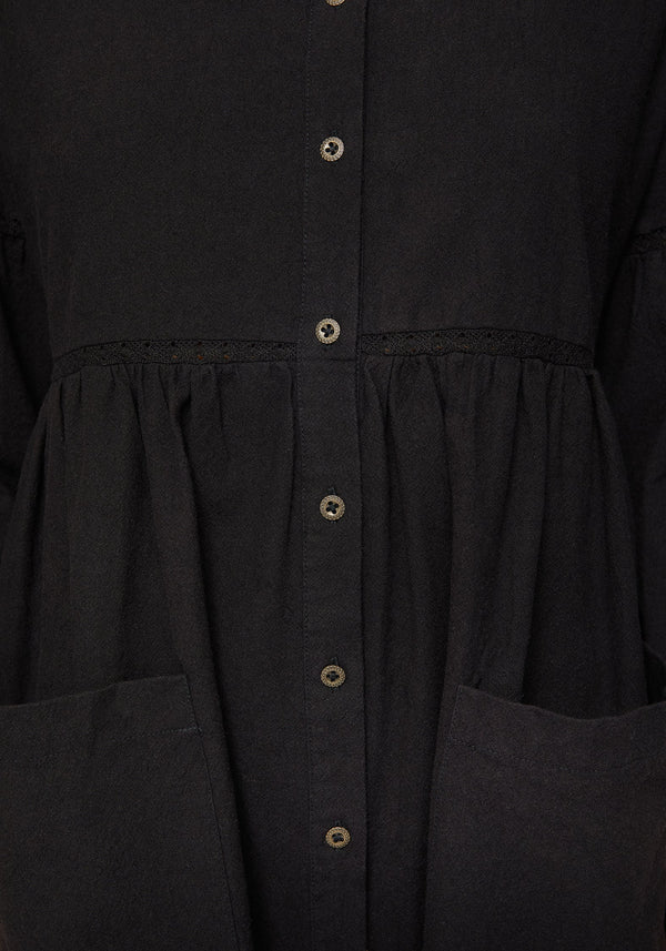 Marigold Cotton Button Up Smock Mini Dress