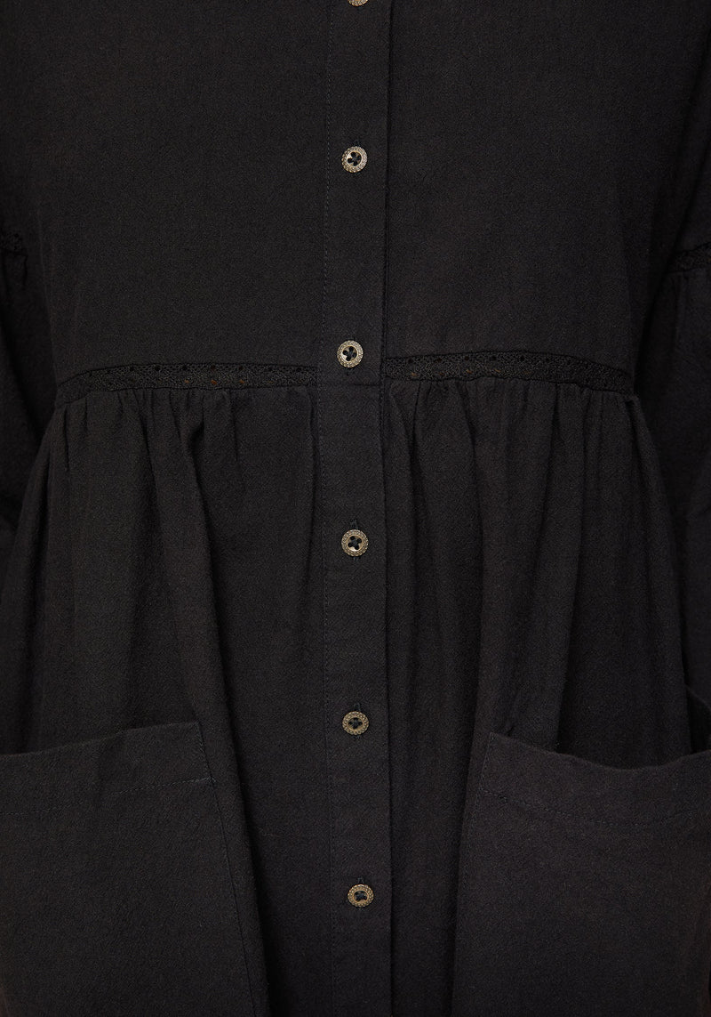 Marigold Cotton Button Up Smock Mini Dress