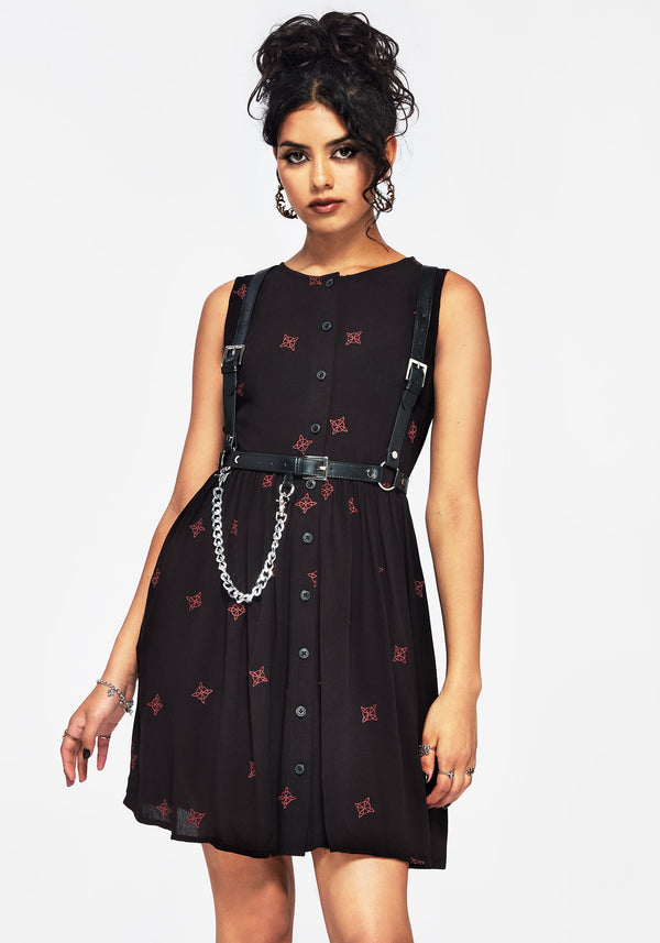 Sublime Witches Knot Bestickt Mini Kleid