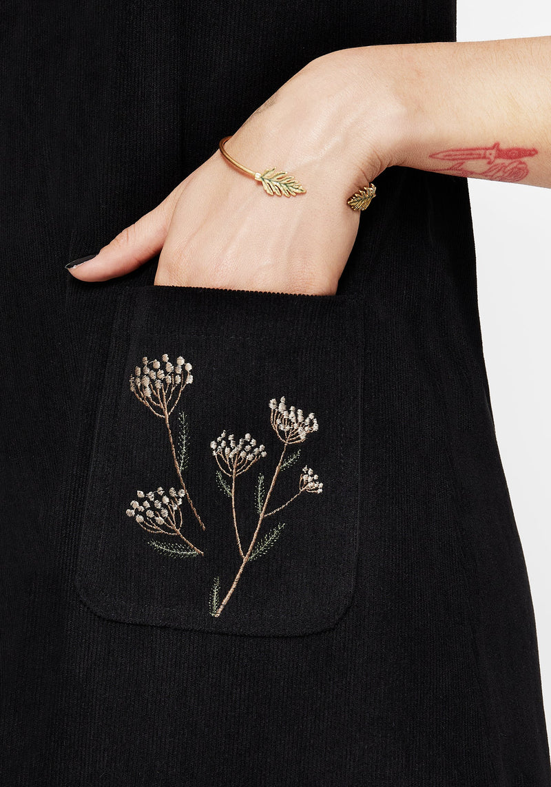 Griffinfly Embroidered Pocket Cord Mini Dress