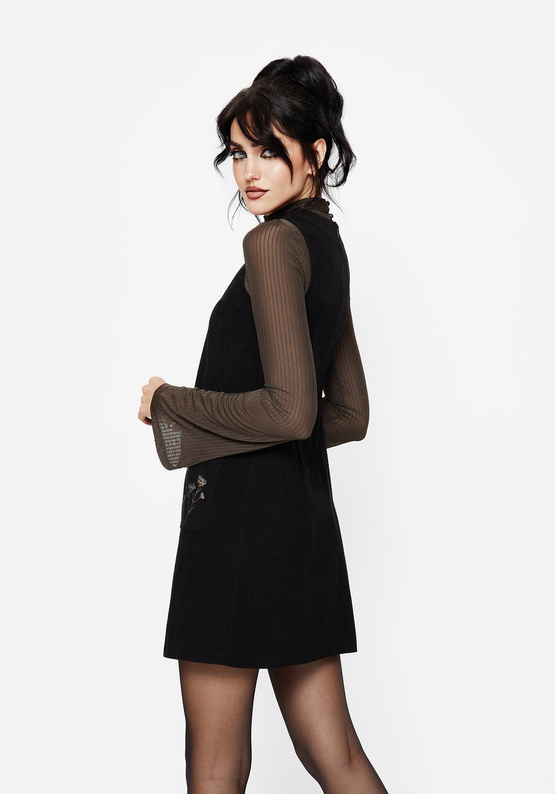 Griffinfly Embroidered Pocket Cord Mini Dress