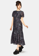 Haunt Medieval Print Chiffon Maxi Dress