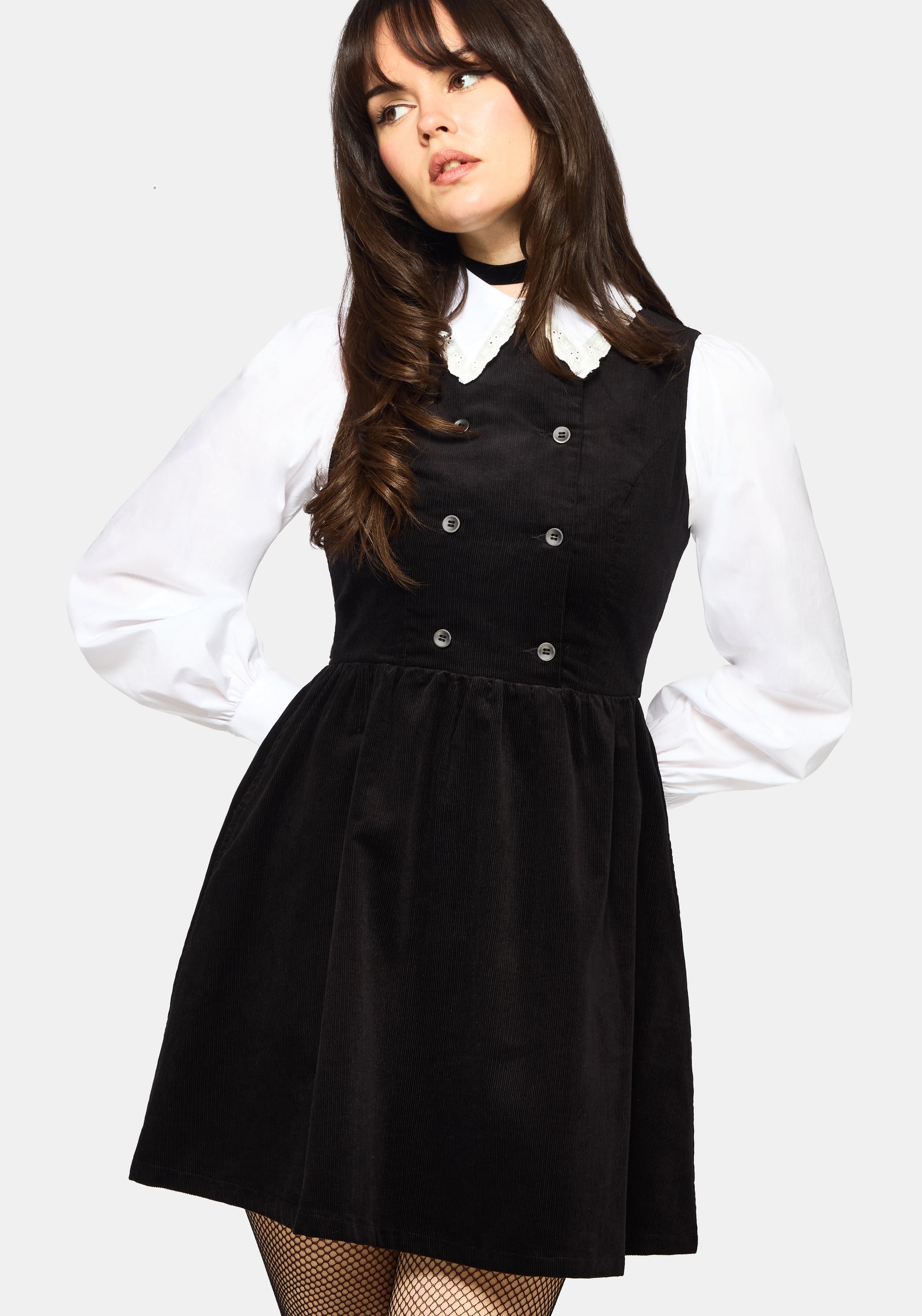 Mournia Cord Button Up Mini Dress