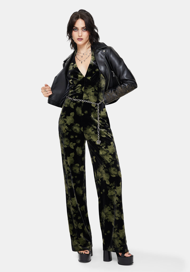 Luceria Velour Halter Neck Jumpsuit