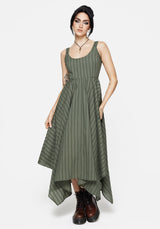 Blythe Cotton Handkerchief Hem Midaxi Dress - Green