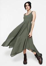 Blythe Cotton Handkerchief Hem Midaxi Dress - Green