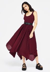 Blythe Cotton Handkerchief Hem Midaxi Dress - Burgundy