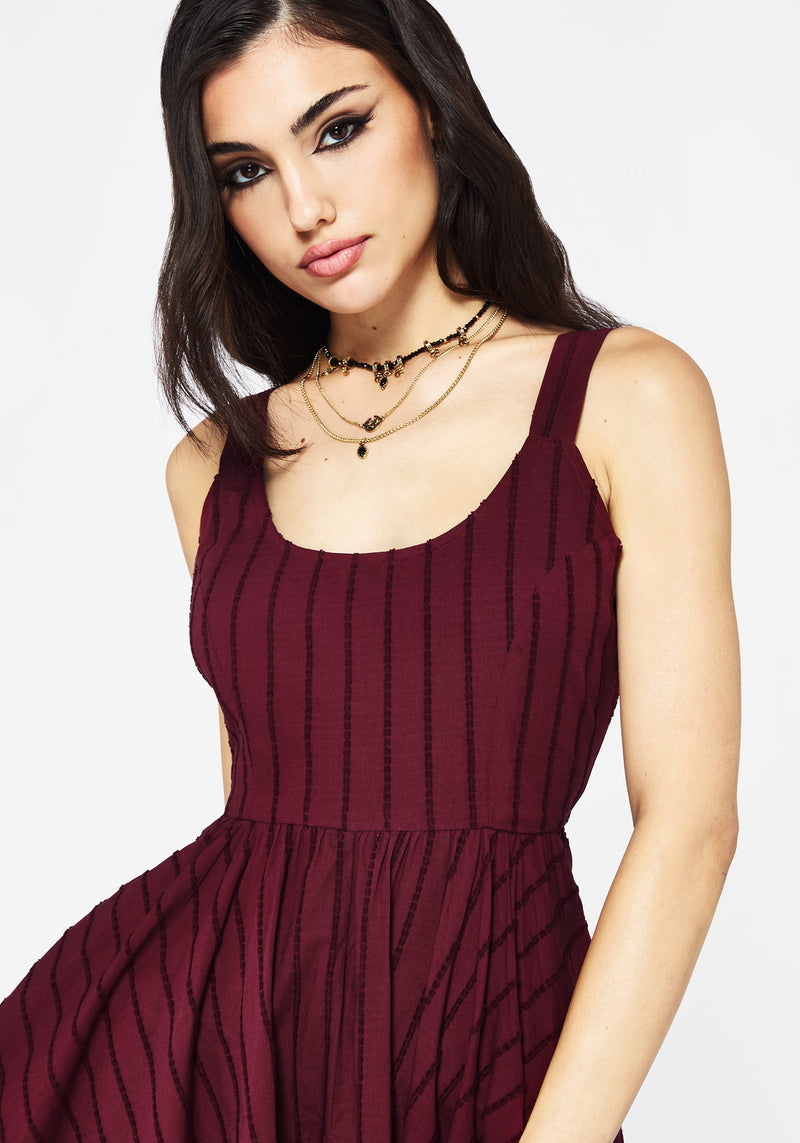 Blythe Cotton Handkerchief Hem Midaxi Dress - Burgundy