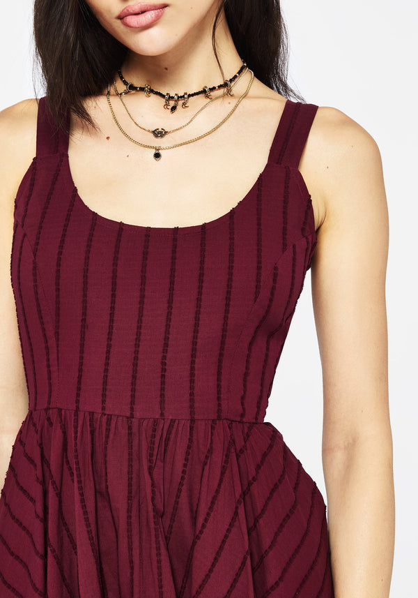 Blythe Cotton Handkerchief Hem Midaxi Dress - Burgundy