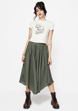 Blythe Cotton Handkerchief Hem Midaxi Skirt - Green