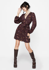 Celia Moth Printed Mini Wrap Dress
